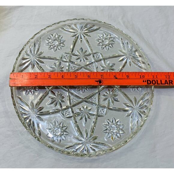 Anchor Hocking Glass Platter 11" Round Cake Plate Star Of David Clear Serving - Picture 4 of 7